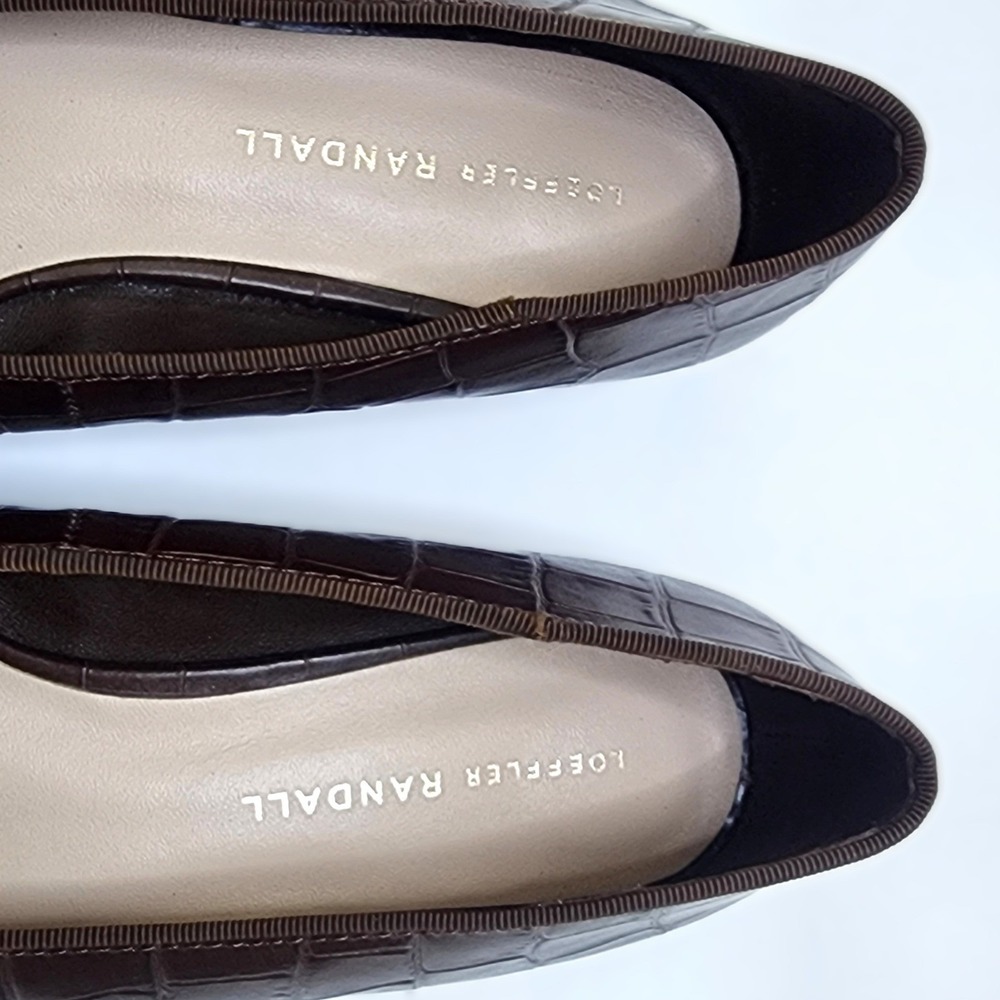 Loeffler Randall Pointed Toe Brown Croc Simone Heeled Flats - Picture 10 of 15